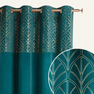 Zasłona Welurowa Welwet Velvet Petrol 140x250 Przelotki Kółka