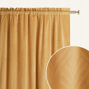 Zasłona Welurowa Welwet Velvet Musztardowa 140x250 Taśma Żabki