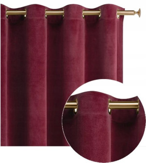 Zasłona Welurowa Welwet Velvet Bordowa 140x280 Przelotki Kółka