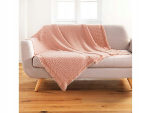 Koc Pled Narzuta CORALINE Pudrowy róż 125x150