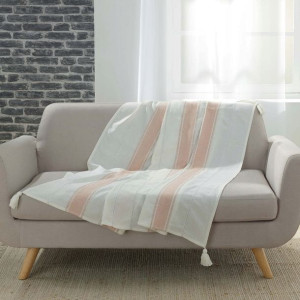 Koc Pled Narzuta INDIRA Pudrowy róż 125x150
