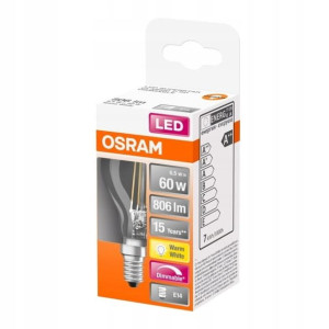 Żarówka LED Osram E14 6,5 W 806 lm przezroczysta barwa ciepła DIM