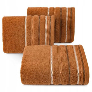 Ręcznik Frotte Bawełna Z Paskami 30x50 Cm Ceglany