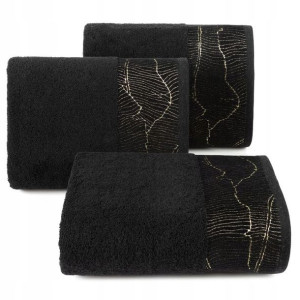 Ręcznik Bawełna Frotte Wzór 30x50 Cm Czarny