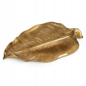 Złota Patera Ozdobna Złoty Liść 31x19x3 Cm