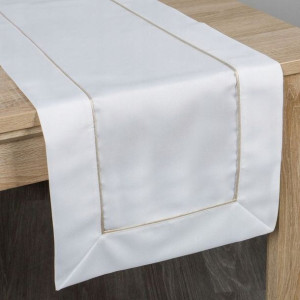 Bieżnik Obrus Złota Lamówka 40 X 200 Cm Biały