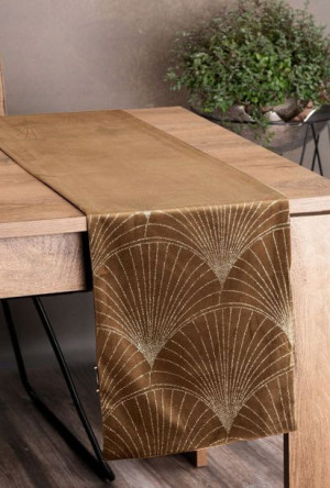 Obrus Welur Velvet Bieżnik 35x140 Cm Brązowy