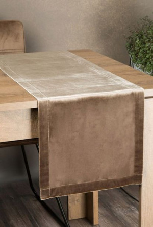 Obrus Bieżnik Gładki Welwet Velur 35x140 C.beżowy