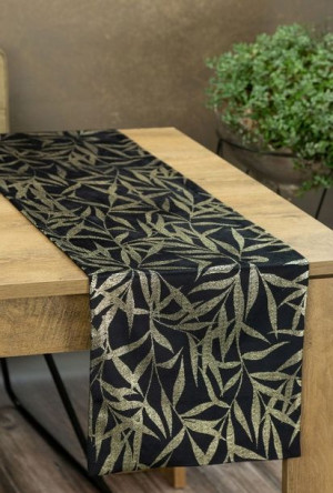 Obrus Welur Velvet Bieżnik 35 X 180 Cm Czarny