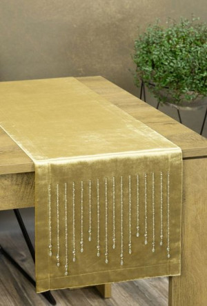 Obrus Bieżnik Welur Velvet Glamour 35x220cm Złoty