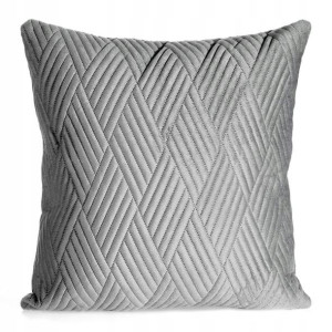 Poszewka W Romby Welur Velvet 40x40 Cm Srebrna