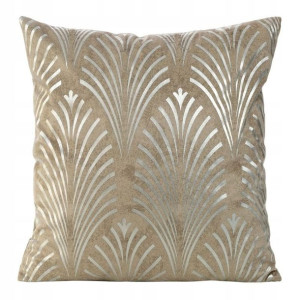 Poszewka Welur Velvet Nadruk Pióra 45x45 C.beżowa