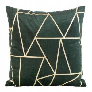 Poszewka Welur Velvet Trójkąty 45x45 Zielona