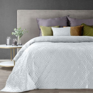 Narzuta Kapa Romby Welur Velvet 170x210 Cm Biała