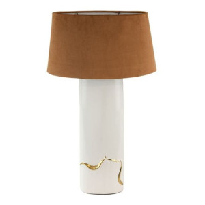 Lampa Lampka Na Szafkę Nocna 16x9x65 Biała & Brąz