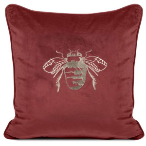 Poszewka Pszczoła Welur Velvet 45x45 Czerwona