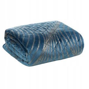 Narzuta Welur Velvet Fale 220x240 Cm Granatowa