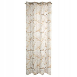 Zasłona Welur Velvet Przelotki Liście 140x250 Beż