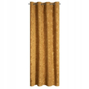 Zasłona Tłoczona Przelotki Liście 140x250 Cm Złota