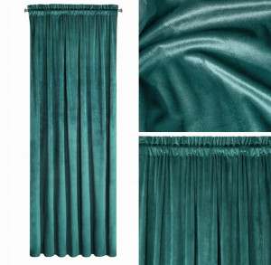 ZASŁONA WELUR VELVET NA TAŚMIE 140X270 CM TURKUS Welwet Zasłony Gotowe