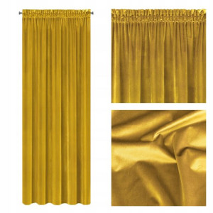 Zasłona Welur Velvet Na Taśmie 140x270 Musztardowa