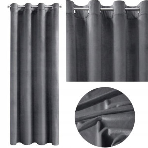 Zasłona Przelotki Welwet Welur 140X250 SZARA Velvet Zasłony Gotowe Kółka