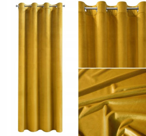 Zasłona Velvet Welur Welwet 140X250 Musztardowa Zasłony Gotowe Blackout