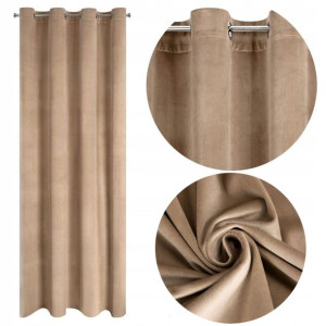 Zasłony Zaciemniające Welurowe VELVET PRZELOTKI 140X250 BEŻOWA