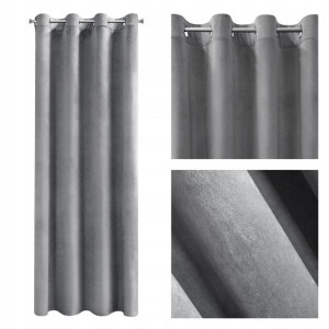 ZASŁONA WELUROWA VELVET PRZELOTKI 140X250 SZARA Welur Welwet Zasłony Gotowe