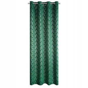 Zasłona zaciemniająca złoty wzór 140X250 Zielona
