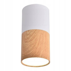 Oprawa natynkowa Tuba 1 x 50 W GU10 biało-drewniana