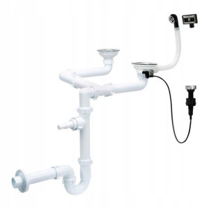 Syfon do zlewozmywaka 2-komorowego Ani-plast 90 mm automatyczny