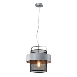 Candellux Lampa wisząca FIBA śr. 30 cm srebrno-czarna 1x40W E27