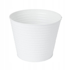 Doniczka metalowa GoodHome prążkowana 17 cm biała