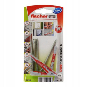 Kołek uniwersalny Fischer Duopower 6 x 50 z wkrętem 4 szt.