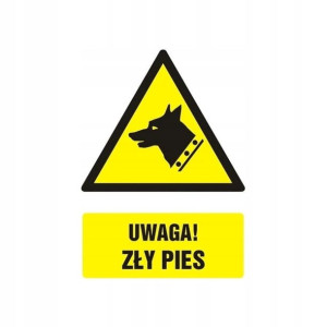 Znak Uwaga zły pies mały