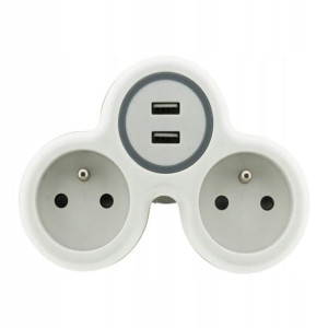 Rozgałęźnik Diall 2 gniazda z uziemieniem 16 A 2 USB