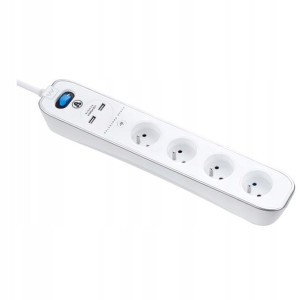 Przedłużacz Masterplug 4 x 16 A 3 x 1,5 mm2 2 x USB 2 m biały