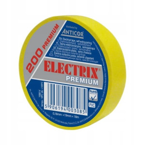 Taśma izolacyjna PCV Electrix 200 0,18 mm x 19 mm x 18 m zółta