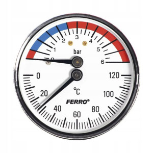 Termomanometr poziomy 0 - 6 BAR FERRO
