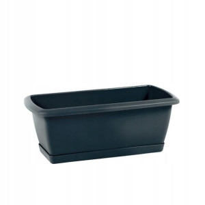 Skrzynka balkonowa 39.2 x 18.4 cm plastikowa antracytowa z podstawką