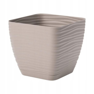 Doniczka plastikowa 14.7 cm szaro-beżowa FALA
