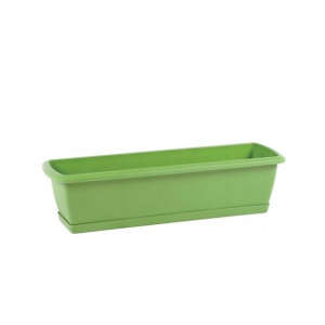 Skrzynka balkonowa 59 x 18.5 cm plastikowa zielona z podstawką ISE600P