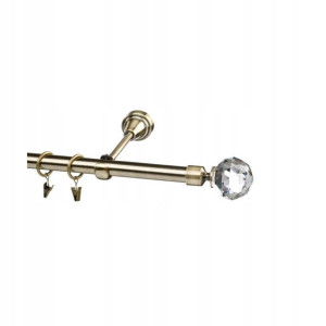 Karnisz Prado Crystal 160 cm pojedynczy mosiądz 19 mm