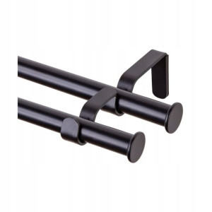 Karnisz Oslo 160 cm podwójny czarny mat 19 mm