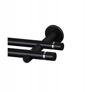 Karnisz Tokyo 160 cm podwójny czarny mat 19 mm