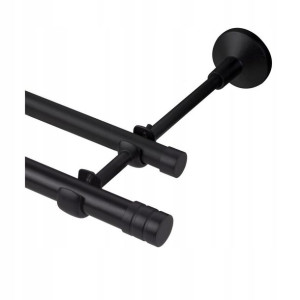 Karnisz Forio 200 cm podwójny czarny mat 16/19 mm Inspire