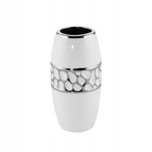 Wazon ceramiczny Madlen wys. 25 cm biało-srebrny