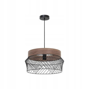 Lampa wisząca Kanel czarna z drewnem E27 Inspire