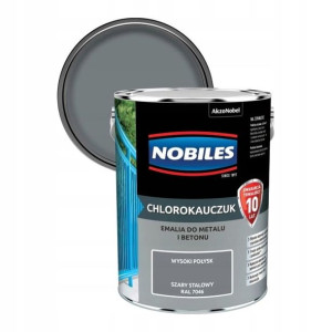 Emalia chlorokauczukowa Nobiles do metalu i betonu szara stalowa 5 l